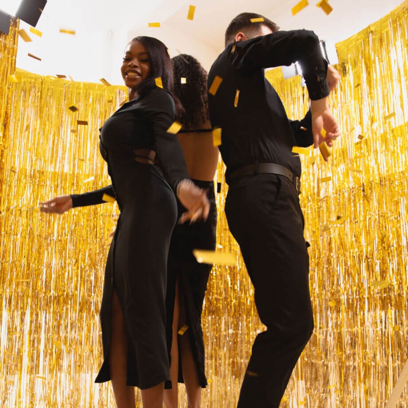 Guests dancing and celebrating at a 360 Photobooth event