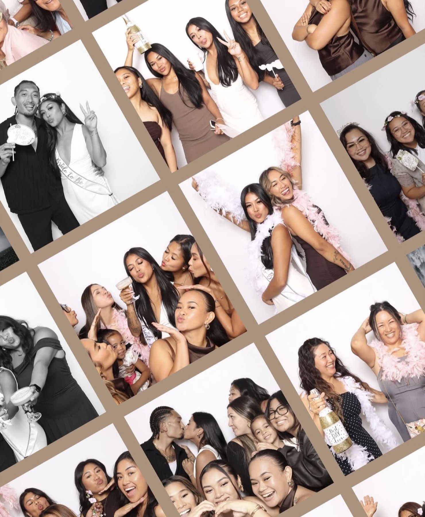 Collage of photobooth print strips from Signature Photobooth sessions