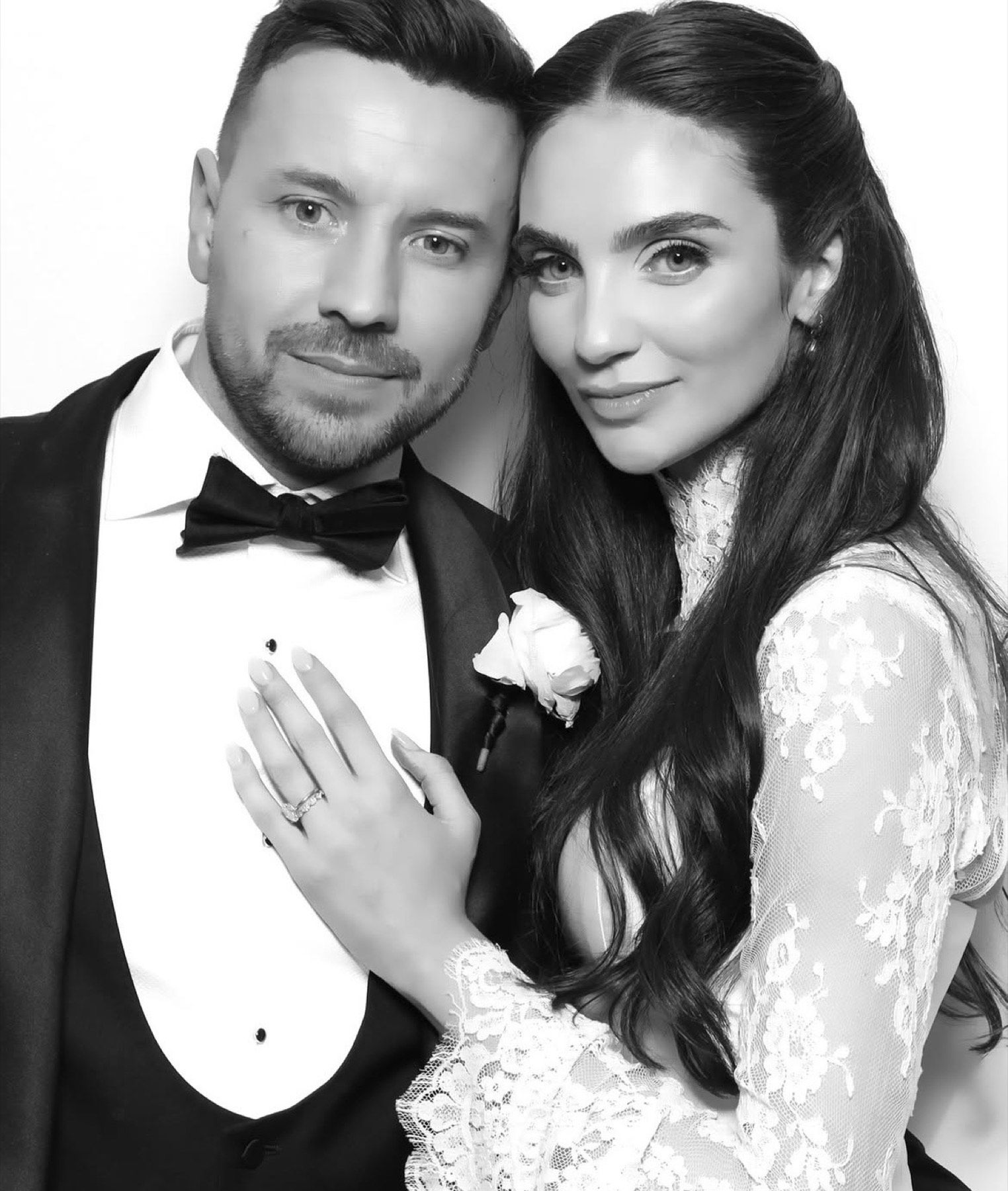 Elegant black and white couple portrait at a GTA wedding photobooth